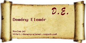 Demény Elemér névjegykártya