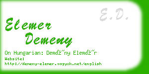 elemer demeny business card